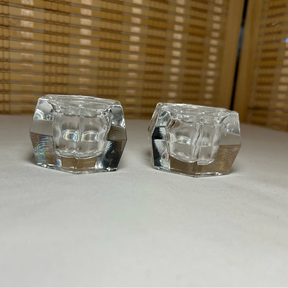 Set of 2 Glass Candle Holders